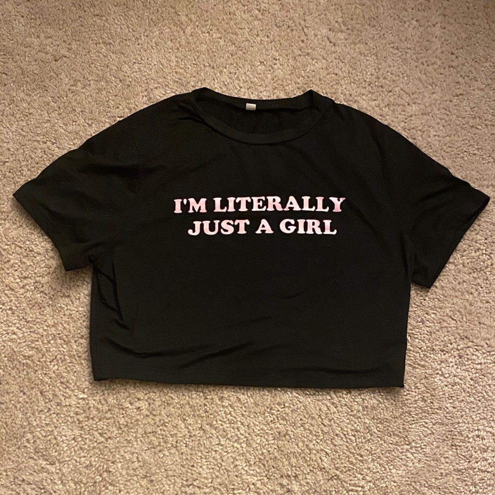 black and pink baby tee